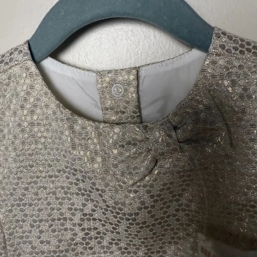 Gymboree Gold Shimmer Baby Dress Bow Size 12-18 months Formal Holiday Party NWT